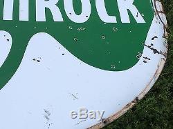 RARE! VinTagE SHAMROCK Gas Oil Station Garage DSP Double Sided PORCELAIN 6' Sign
