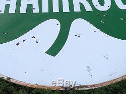 RARE! VinTagE SHAMROCK Gas Oil Station Garage DSP Double Sided PORCELAIN 6' Sign