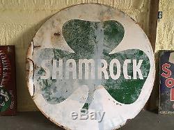RARE! VinTagE SHAMROCK Gas Oil Station Garage DSP Double Sided PORCELAIN 6' Sign