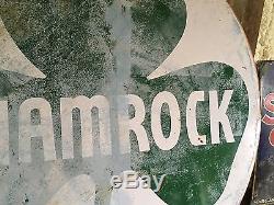 RARE! VinTagE SHAMROCK Gas Oil Station Garage DSP Double Sided PORCELAIN 6' Sign