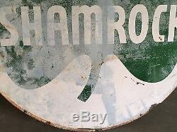 RARE! VinTagE SHAMROCK Gas Oil Station Garage DSP Double Sided PORCELAIN 6' Sign