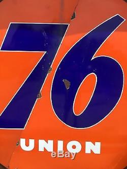 RARE! VinTagE UNION 76 SERVICE Gas Oil Station Garage SSP PORCELAIN HUGE 8' Sign