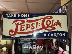 RARE Vintage 1939 Pepsi Cola Double Dot 2 Sided Advertising Flange Sign ORIGINAL