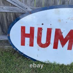 RARE Vintage 8' Humble Motor Oil Gas Station Advertising Sign Porcelain Texas