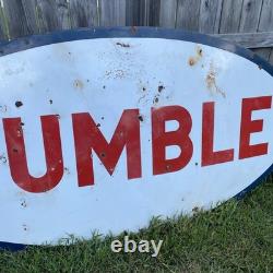 RARE Vintage 8' Humble Motor Oil Gas Station Advertising Sign Porcelain Texas