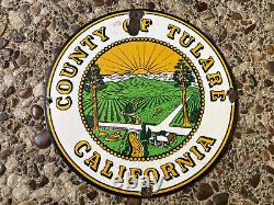 RARE Vintage County Of Tulare California Porcelain Sign