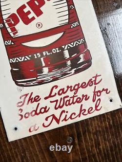 RARE Vintage Drink Pep Up 20 X 6 Soda Beverage Advertising Sign