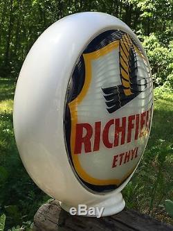 RARE Vintage Original RICHFIELD ETHYL Milk Glass Body Gas Station Globe Sign