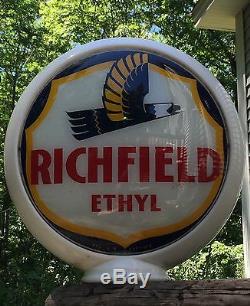 RARE Vintage Original RICHFIELD ETHYL Milk Glass Body Gas Station Globe Sign