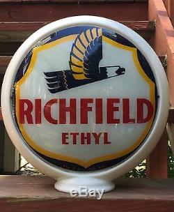 RARE Vintage Original RICHFIELD ETHYL Milk Glass Body Gas Station Globe Sign