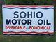 Rare Vintage Original Sohio Motor Oil Large Gas Service Station Porcelain Sign