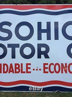 RARE Vintage Original SOHIO Motor Oil LARGE Gas Service Station Porcelain Sign