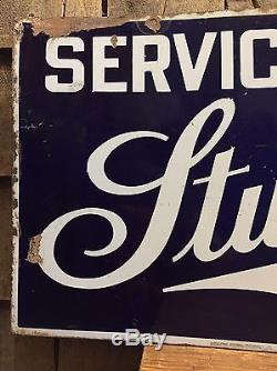 RARE Vintage Original STUDEBAKER Service Station 2 Side Porcelain Gas Oil Sign