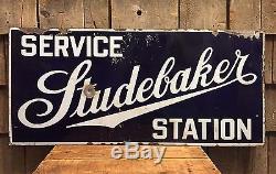 RARE Vintage Original STUDEBAKER Service Station 2 Side Porcelain Gas Oil Sign