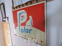 RARE Vintage POLAR Beverage Polar Bear Soda Sign 48x36