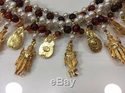 RARE Vintage Signed MIMI di N Spectacular Bib Necklace Egyptian Revival Runway