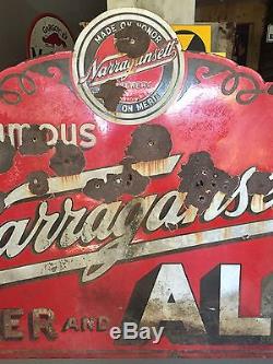 RARE Vintage The Famous NARRAGANSETT Lager & Ale Beer 2 Sided Porcelain Sign 69