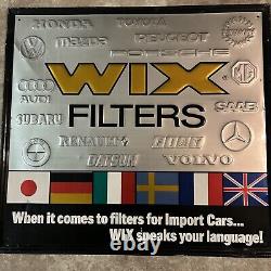 RARE. Vintage Wix Foreign Car Filters Stamped Aluminum Advertising Sign 26x24