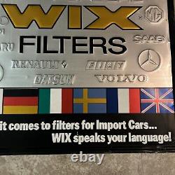 RARE. Vintage Wix Foreign Car Filters Stamped Aluminum Advertising Sign 26x24