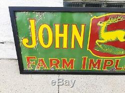 Rare 1920s Vintage John Deere Porcelain Sign Farm Tractor Plow Gas Oil Garage