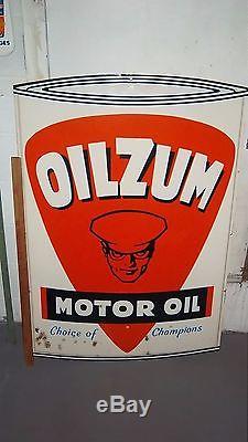 Rare 1965 Original Vtg Oilzum Motor Oil Can Champion Tin Sign Gas Station Dealer