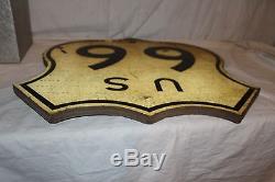 Rare Original Vintage 1940's US Route 66 Highway Gas Oil 24 Wood Road Sign