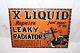 Rare Vintage 1920s X Liquid Car Radiator Stop Leak Gas Oil Embossed Metal Sign