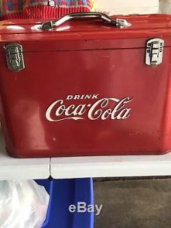 Rare Vintage 1940's Coca Cola Soda Pop Airline Cooler Embossed Metal Original