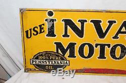 Rare Vintage 1940's Invader Motor Oil Gas Station 36 Metal Sign
