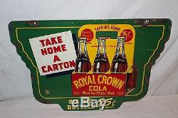 Rare Vintage 1941 RC Royal Crown Cola 25c Carton Soda Pop 2 Sided 24 Metal Sign