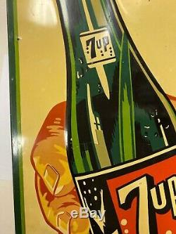 Rare Vintage 7 Up Fresh Up Soda Pop Bottle Gas Station Advertising Metal Sign