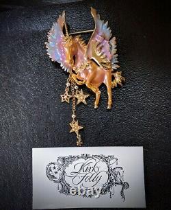 Rare Vintage Kirks Folly Signed Cloudwalker Unicorn/pegasus Pin Brooch