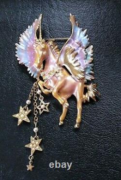 Rare Vintage Kirks Folly Signed Cloudwalker Unicorn/pegasus Pin Brooch