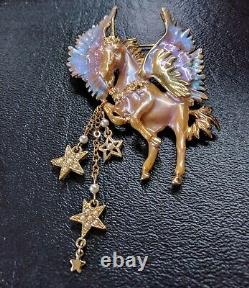 Rare Vintage Kirks Folly Signed Cloudwalker Unicorn/pegasus Pin Brooch