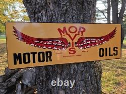 Rare Vintage Morvis Motor Oils Porcelain Sign 35 X 12