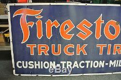 Rare Vintage Original Firestone Truck Tires Porcelain Sign No Reserve