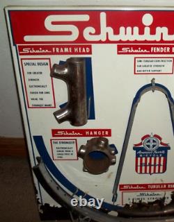 Rare Vintage Original Schwinn Bicycle Dealership Tin Display Sign Parts Collect