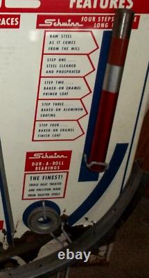 Rare Vintage Original Schwinn Bicycle Dealership Tin Display Sign Parts Collect