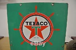 Rare Vintage Original Texaco Marine White Porcelain Gas Pump Plate Sign No Reser