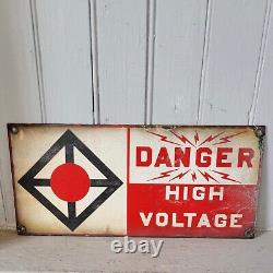 Rare Vintage Porcelain Sign Danger High Voltage