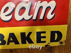 Rare Vintage Stroemann's Sunbeam Bread Sign Original Embossed Tin Advertising