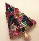 Rare Vintage Weiss Heavily Jeweled Christmas Tree Pin Brooch Book Piece Signed