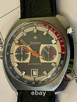 Rare Vintage Zodiac (Heuer Cal 12) 1969 Automatic Chronograph. 5X signed