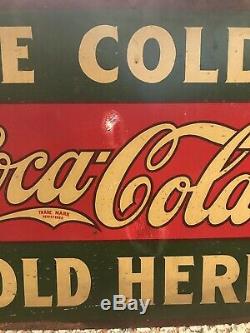 Rare Vintage c. 1930 Coca Cola Soda Pop 2 Sided 17 Metal Flange Sign Store Old