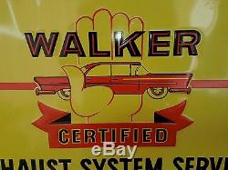 Rare Vntg Orig 50's Embossed 39 x 28 Walker Mufflers Metal Sign Not Porcelain