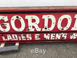 Rare Vtg GORDON'S LADIES MENS WEAR DSP Porcelain Neon Sign Clothing Gas Station
