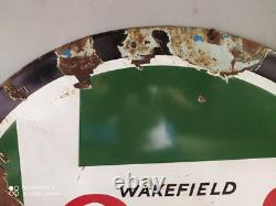 Rare vintage WAKEFIELD CASTROL MOTOR OILS advertising enamel sign of 50's