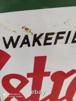 Rare vintage WAKEFIELD CASTROL MOTOR OILS advertising enamel sign of 50's
