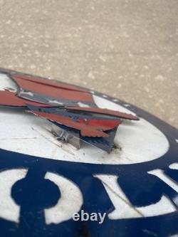 Red Hat Gas Motor Oil Vintage Mechanic Round Metal Tin Sign, 24