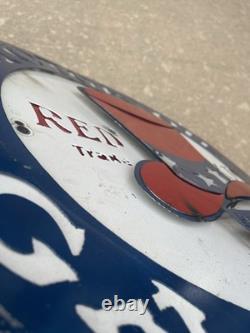 Red Hat Gas Motor Oil Vintage Mechanic Round Metal Tin Sign, 24